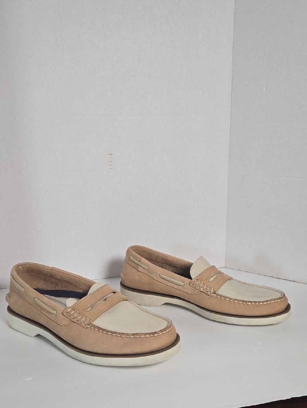 Sperry Two-Tone Tan & Cream Original  Penny Boat Loafers